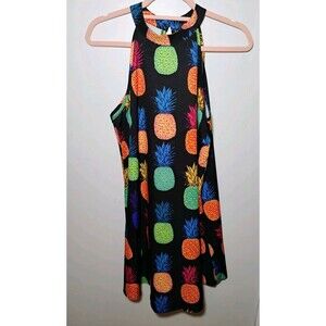 Shein Women's Multicolored Pineapple Print Halter Dress, Size 6